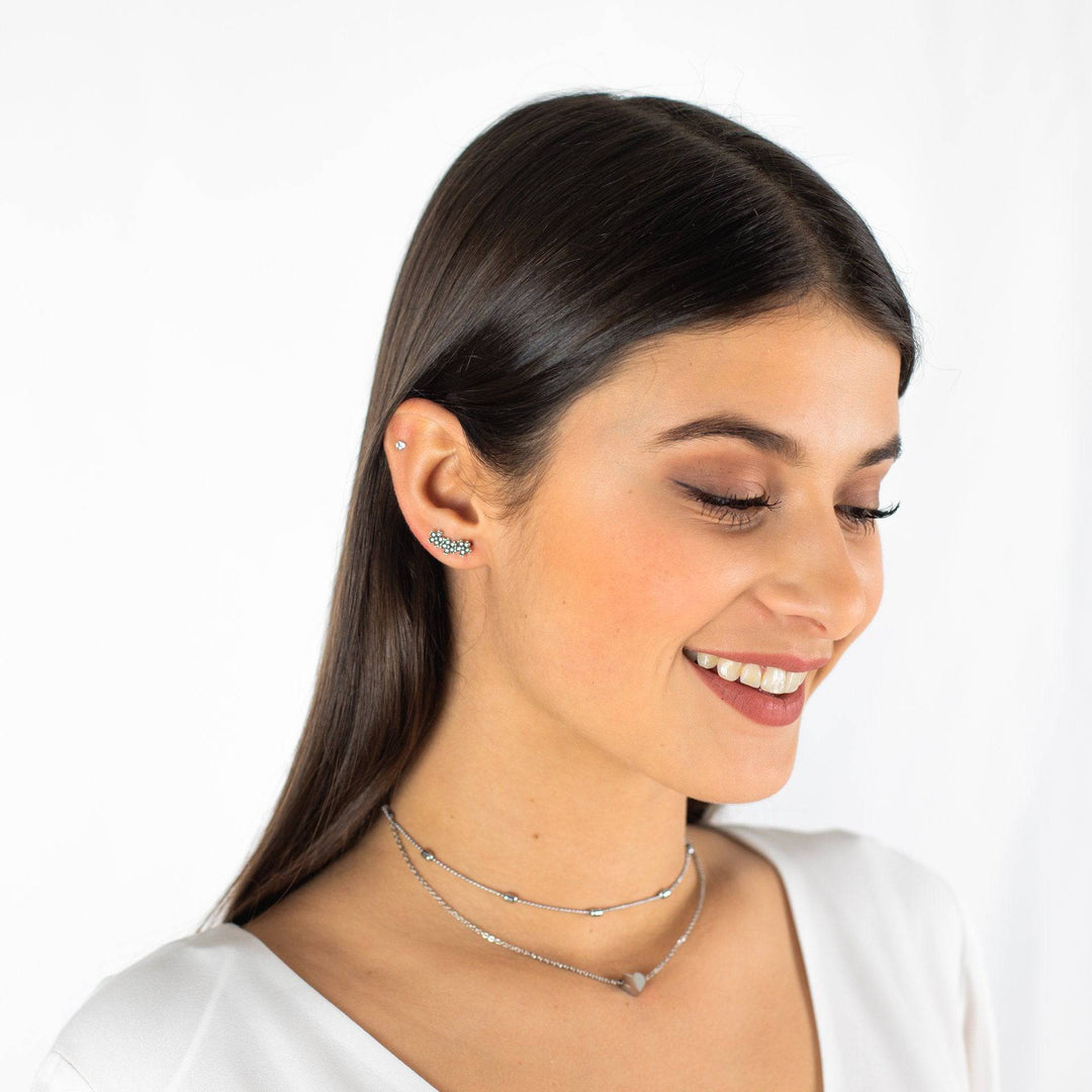 Stylish double chain love necklace for women, sterling silver & gold plated, a delicate and romantic accessory.
