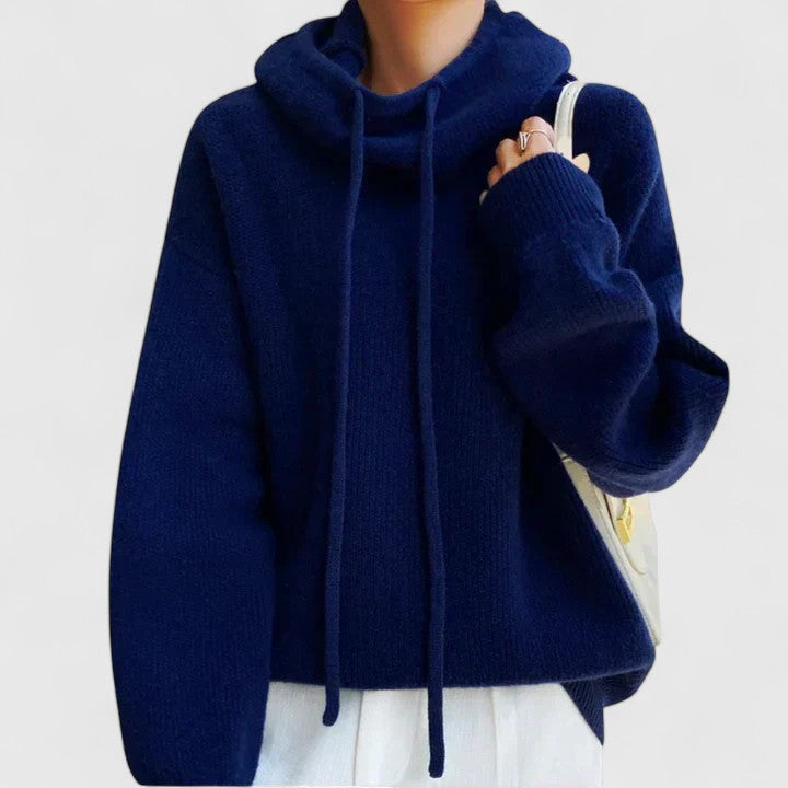 Comfortable women's relaxed fit pullover. Drawstring cowl neck detail. Versatile fall fashion.