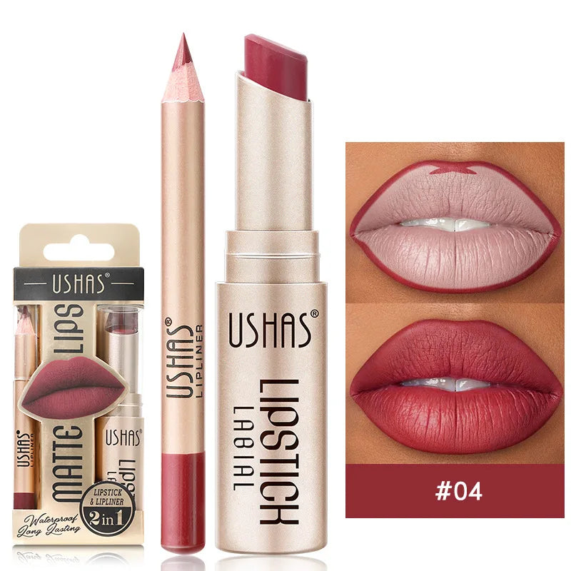Matte, smudge-proof lip duo: Dual-ended lipstick and liner ensures vibrant, long-lasting, waterproof color.
