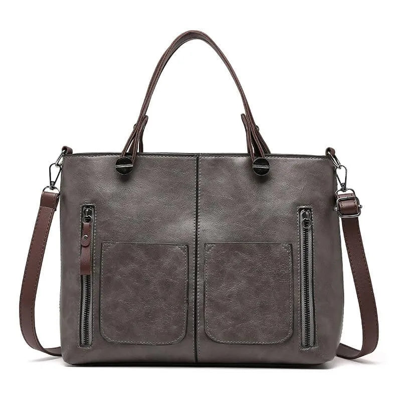 Gray women's organized tote bag, a durable and versatile everyday carry solution with style.