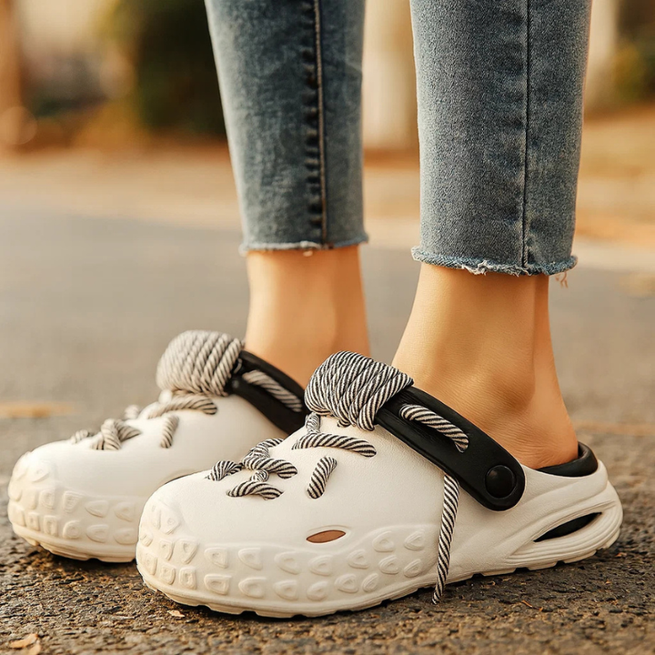 Customizable comfort with Echo Laced Clogs. Lightweight, breathable, & stylish.