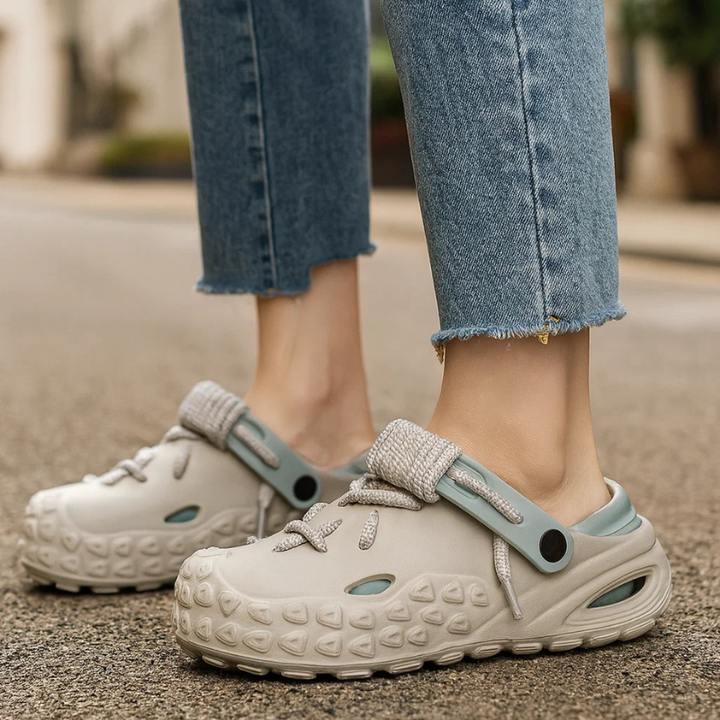 Comfortable women's casual shoes: Echo Laced Clogs with customizable style.