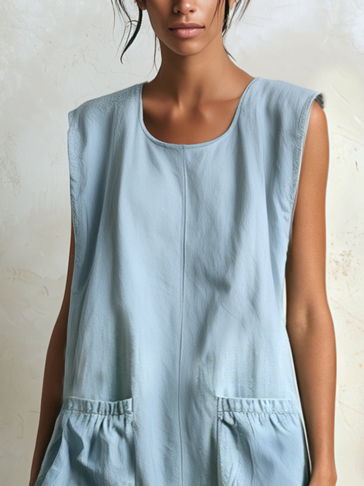 Boho chic blue mini dress with a beautiful tiered ruffle hem & contrast trim. Great for casual summer style.