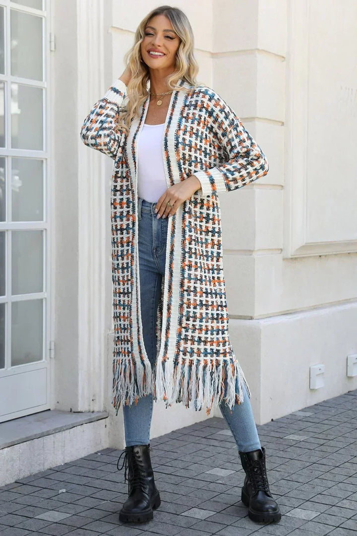 Effortless chic women's colored cardigan, a comfort chic long sleeve layering top for versatile outfits.