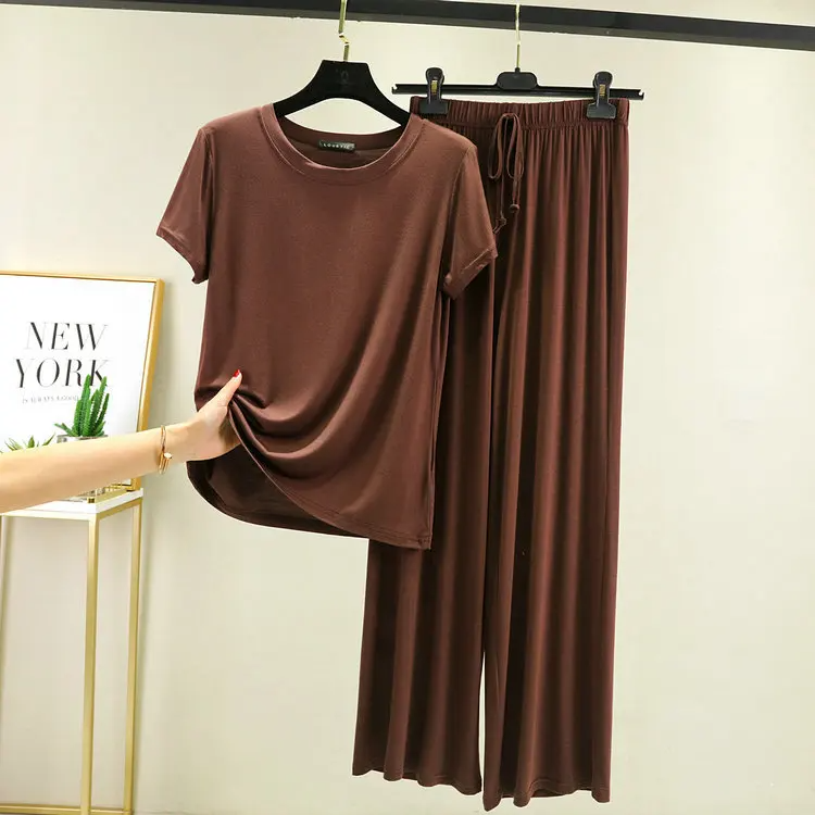 Soft, relaxed fit women's loungewear top with matching bottoms, creating an effortless everyday chic look.