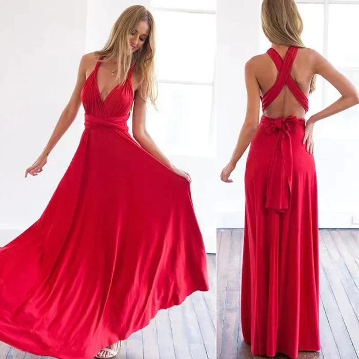 Chic elastic wrap dress for women, comfortable & elegant, perfect for casual or party wear.