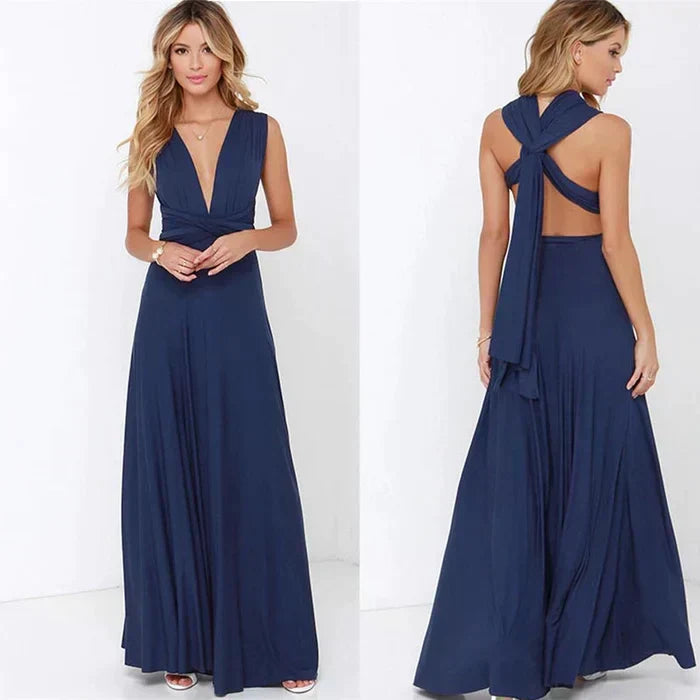 Comfortable women's elastic wrap dress, effortless style for summer and spring fashion.