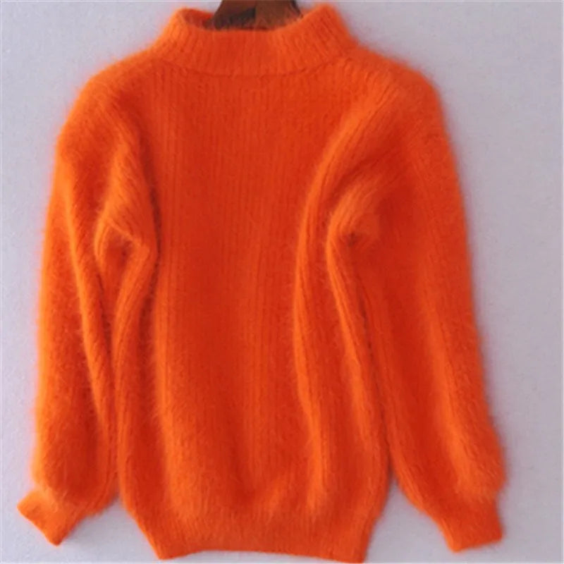 Elegant women's knit sweater for winter fashion; a cozy, comfortable long-sleeve everyday pullover.