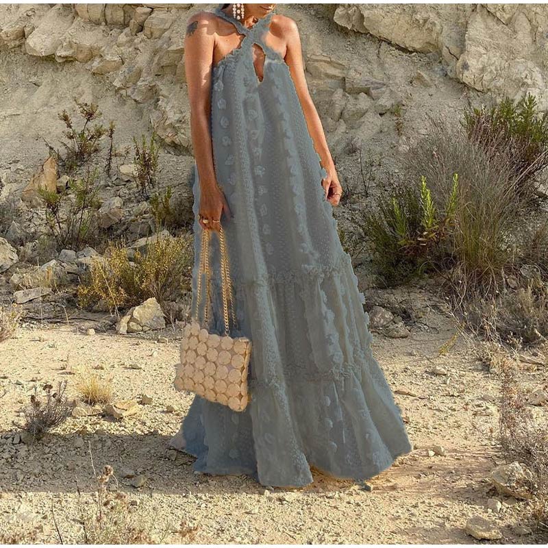 Handmade long flowy maxi dress for women, designed for effortless style and ultimate summer comfort.