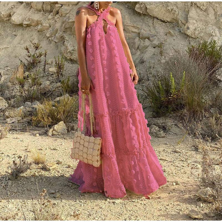 Women's comfortable flowy maxi dress, perfect as a vacation dress, beach cover-up, or stylish casual wear.