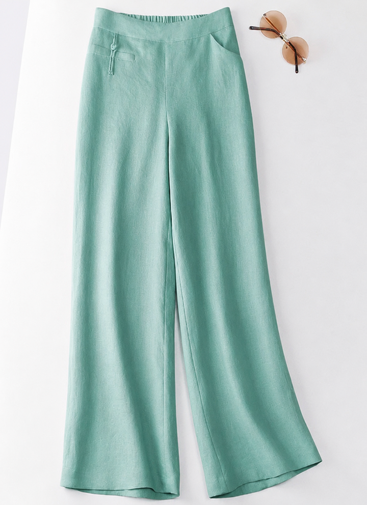 Women's effortless high waist wide leg pants, perfect for casual summer comfort with a relaxed fit and elastic waist.