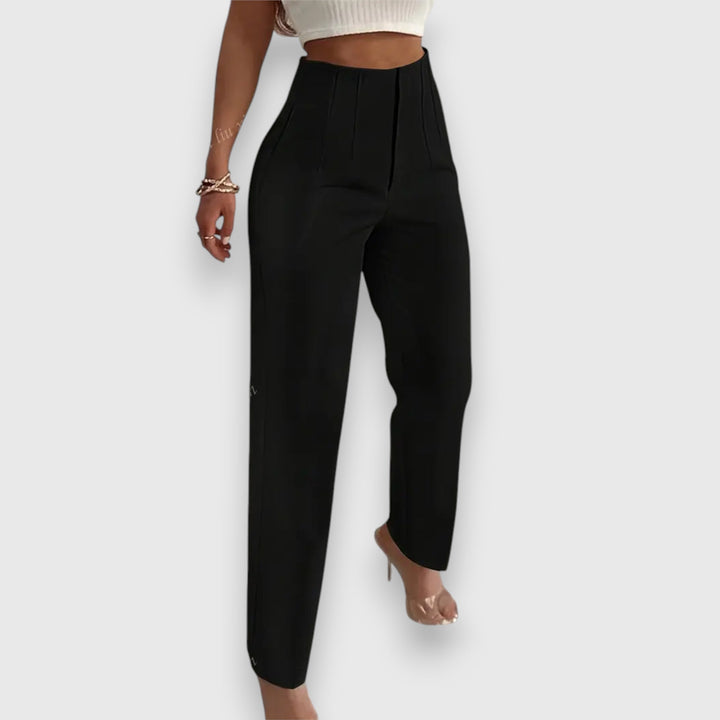 Effortless women's straight leg dress pants, high-waisted design for a comfortable, modern office & formal look.