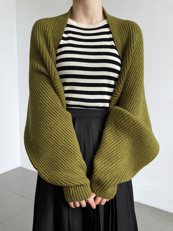 Versatile women's long sleeve open-front shrug for casual wear, a chic layering sweater.