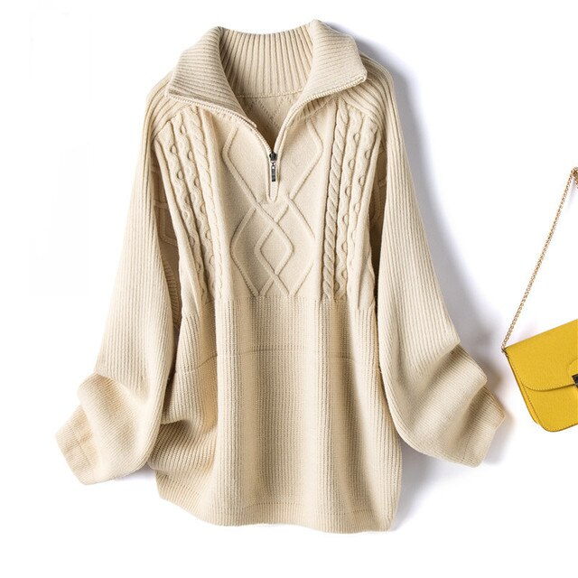 Women's effortless oversized knit sweater in a cozy, chic style. Perfect for fall & winter casual wear with a relaxed fit.