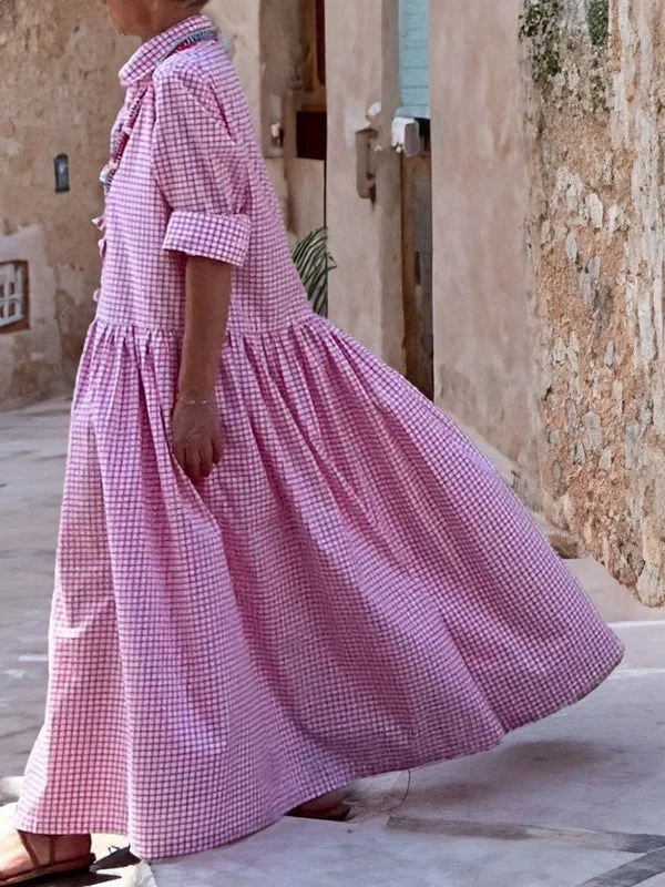 Women's casual long sleeve plaid swing dress. Effortless style, perfect for fall and spring fashion.