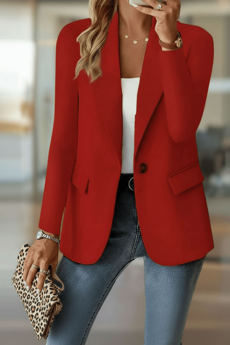 Women's effortless relaxed tailored blazer jacket, perfect for professional office wear or chic casual style.