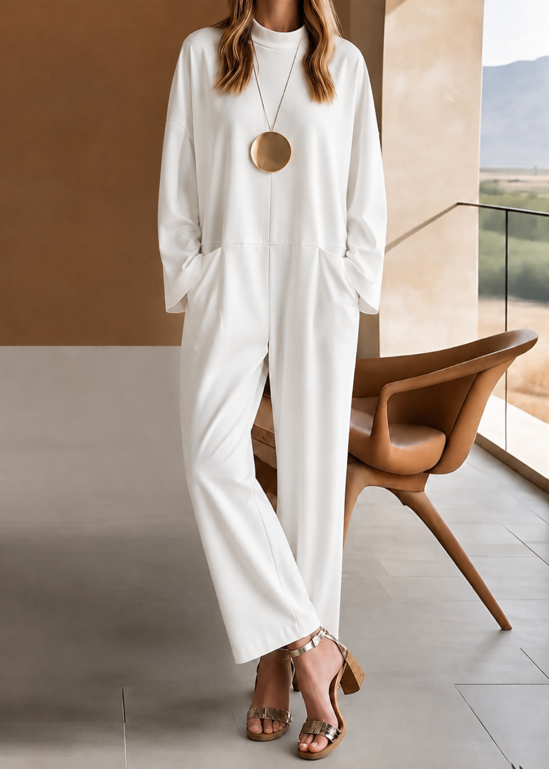 Women's effortless short sleeve wide leg jumpsuit, perfect for casual summer wear. Comfortable & flowing one-piece.