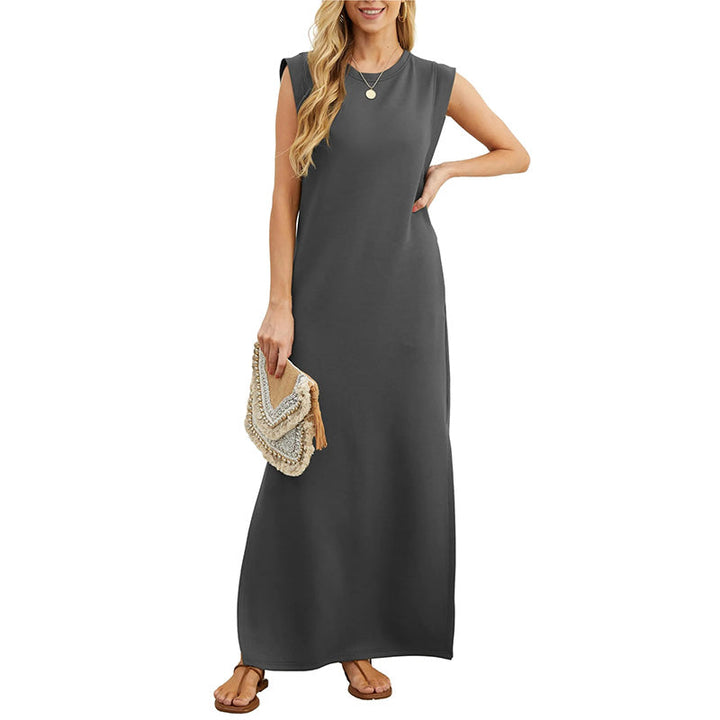 Relaxed fit women's sleeveless maxi dress, easy wear for everyday comfort & casual style.