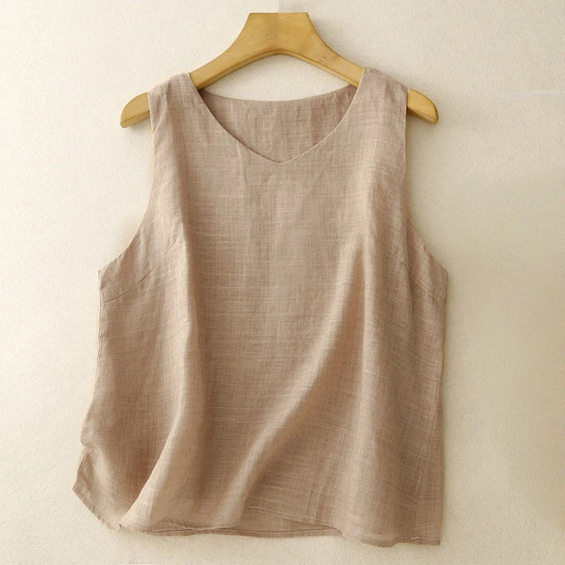 Modern women's sleeveless vest top. Versatile casual wear, perfect for elegant summer fashion & everyday style.