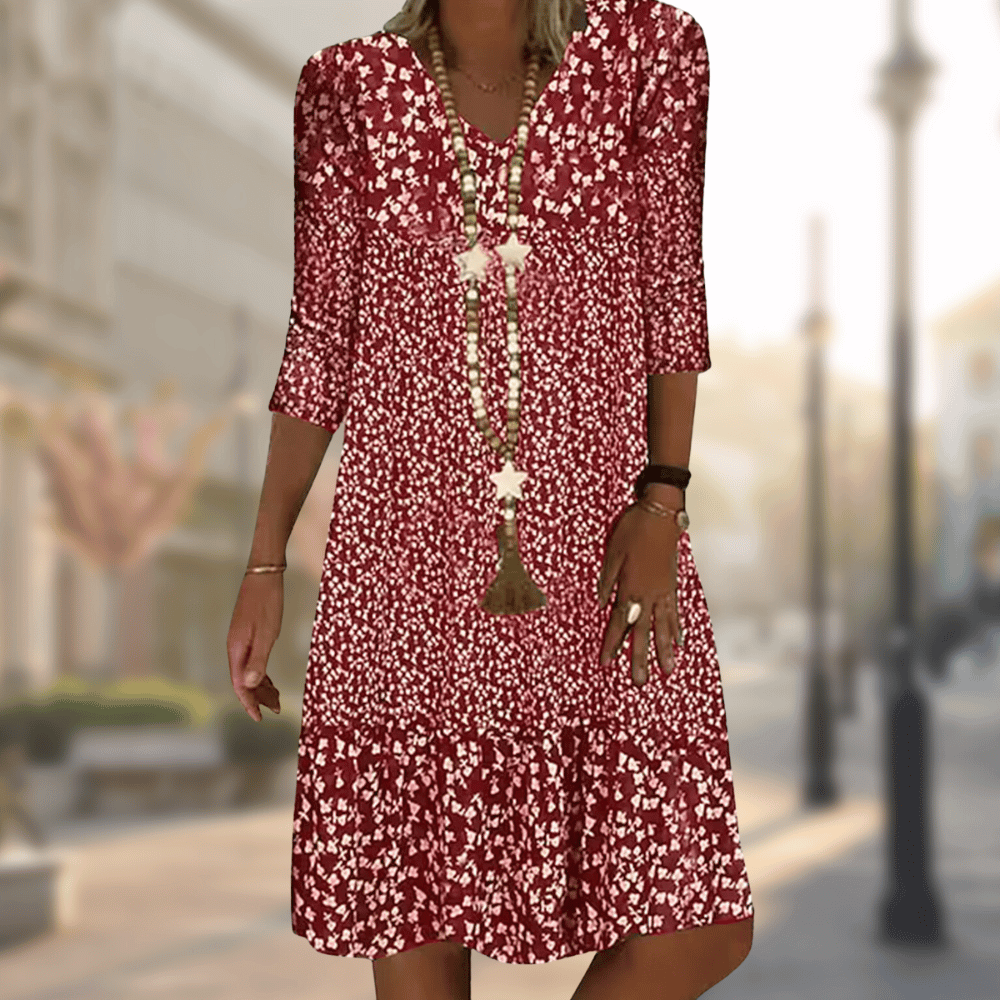 Elegant Soleil-inspired summer dress for women, knee-length. Comfortable & flattering for effortless sunny daytime style.
