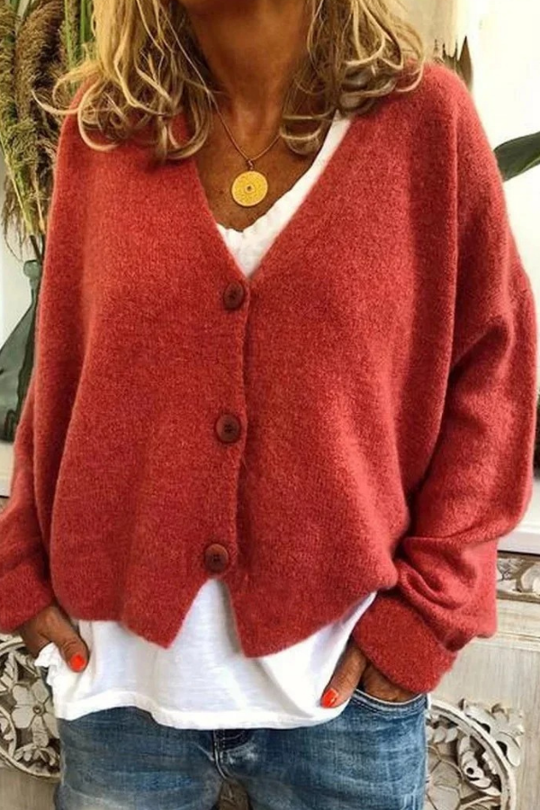 Women's comfortable button-front cardigan. Effortless style, versatile for fall & winter.