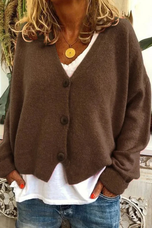 Stylish women's button-front cardigan. Effortless layering, a cozy and comfortable sweater.
