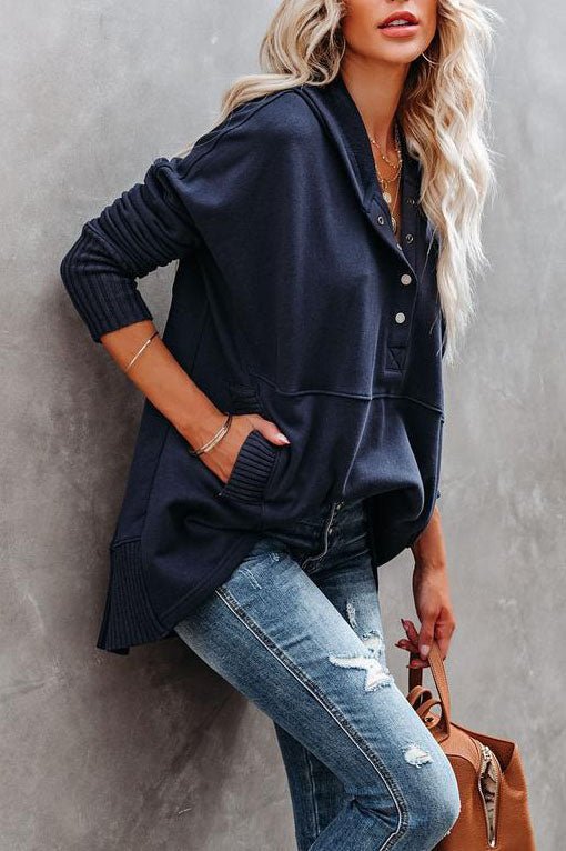 Longline women's tunic hoodie, a comfortable relaxed fit pullover with drawstring hood for effortless style.
