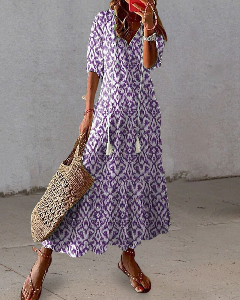 New arrival: Elara women's maxi dress. An elegant, comfortable, and vibrant A-line summer dress with a flowy silhouette.