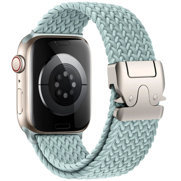 Elastic women's smartwatch strap, stretchy & comfortable nylon band for an active lifestyle.