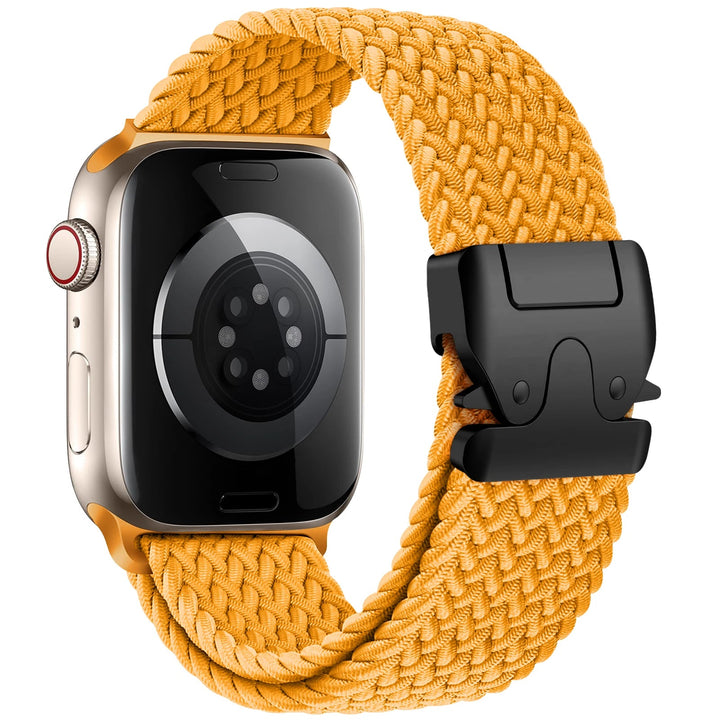 Durable women's nylon elastic watch band, designed for active lifestyles and lasting comfort.