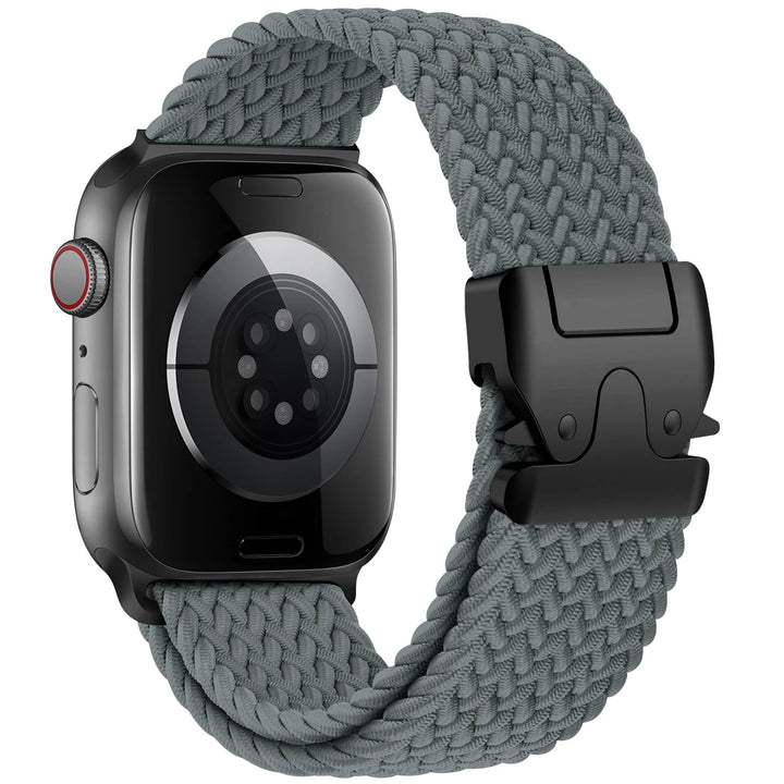 Adjustable elastic smartwatch band for women, snug and comfortable fit for active individuals.