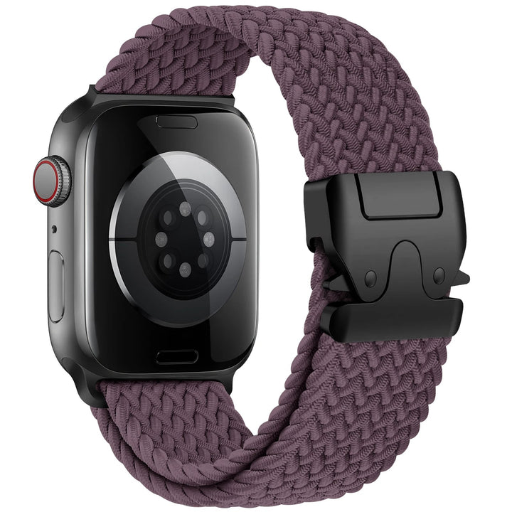 Women's comfortable elastic smartwatch band, breathable nylon strap for an active lifestyle.