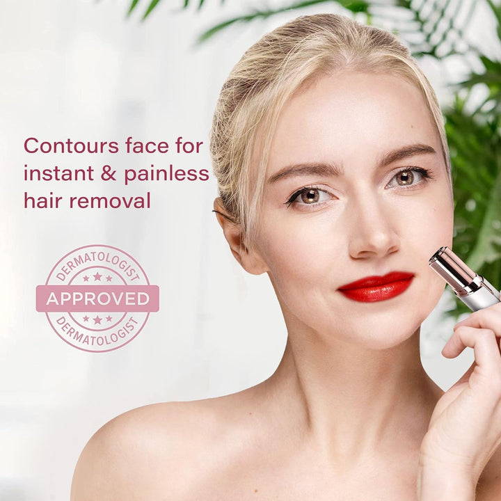 Women's gentle electric facial hair trimmer. Essential skincare tool for smooth, flawless skin.
