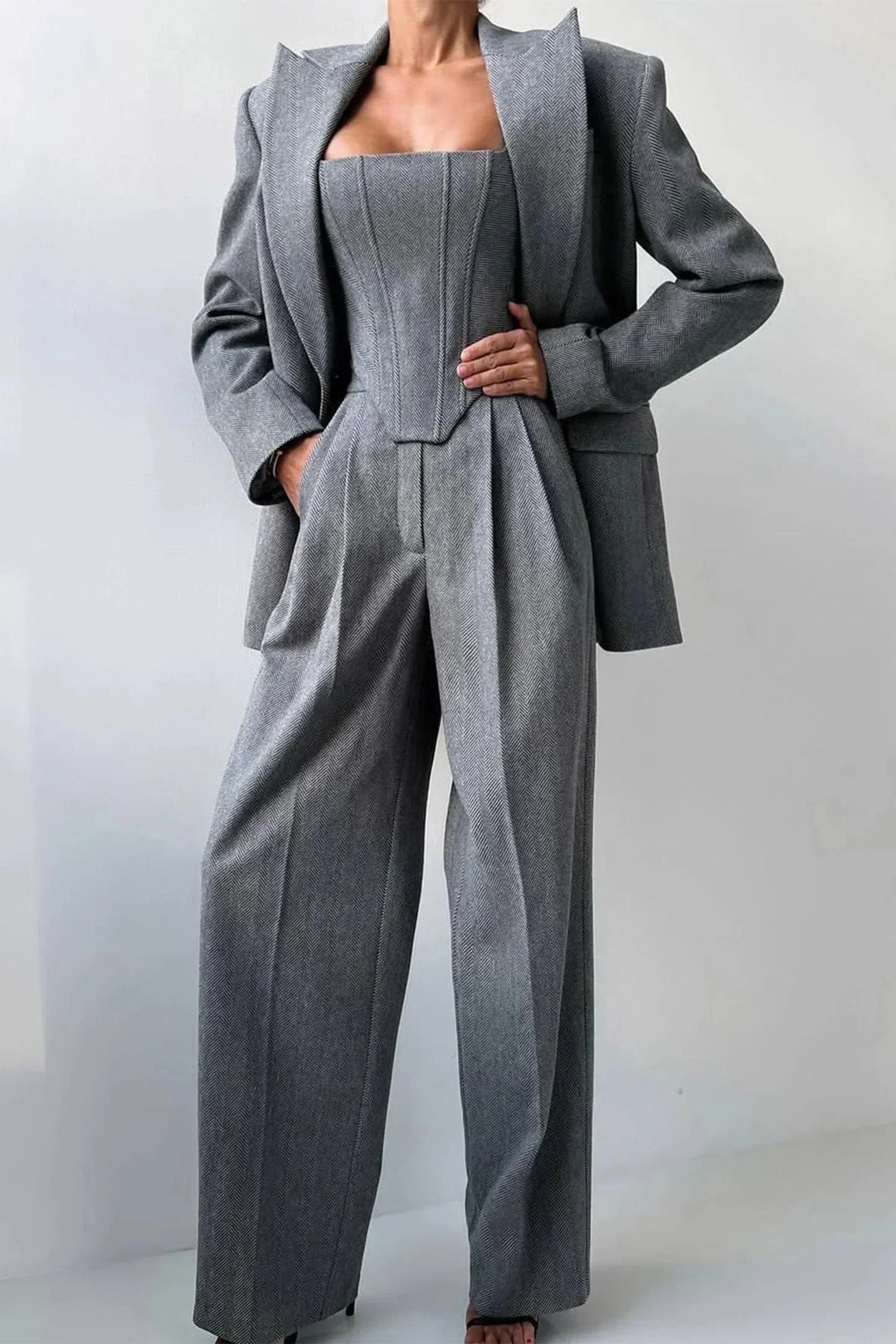 Oversized blazer from women's 3-piece power suit, perfect for business chic & formal wear.