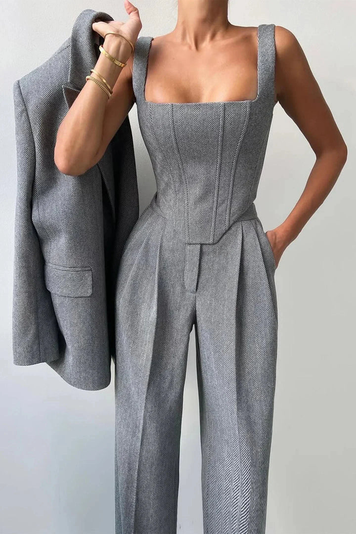 Elegant corset bustier from women's 3-piece set, ideal for evening wear & fashion.