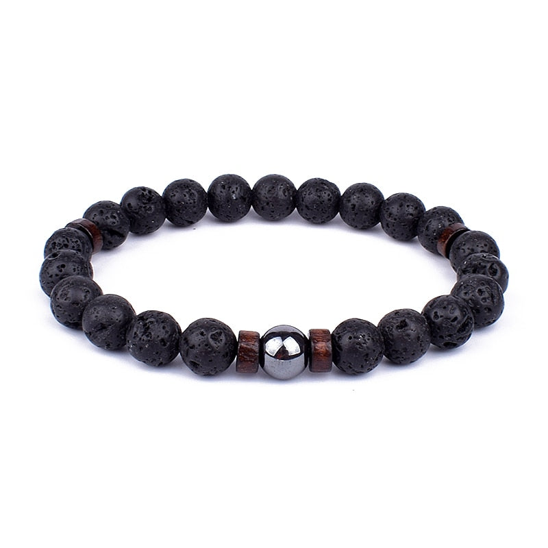 Women's elegant black stone bracelet, a chic natural gemstone fashion accessory for timeless style.