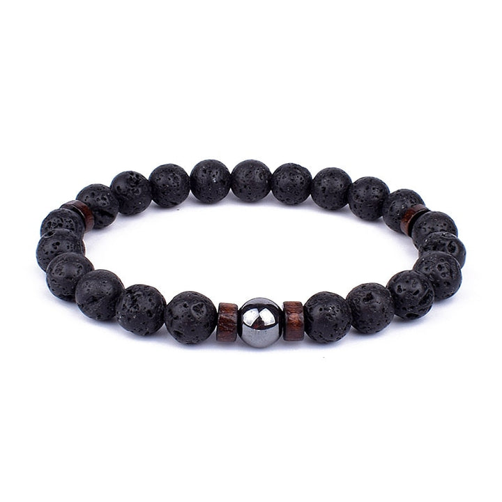 Women's elegant black stone bracelet, a chic natural gemstone fashion accessory for timeless style.