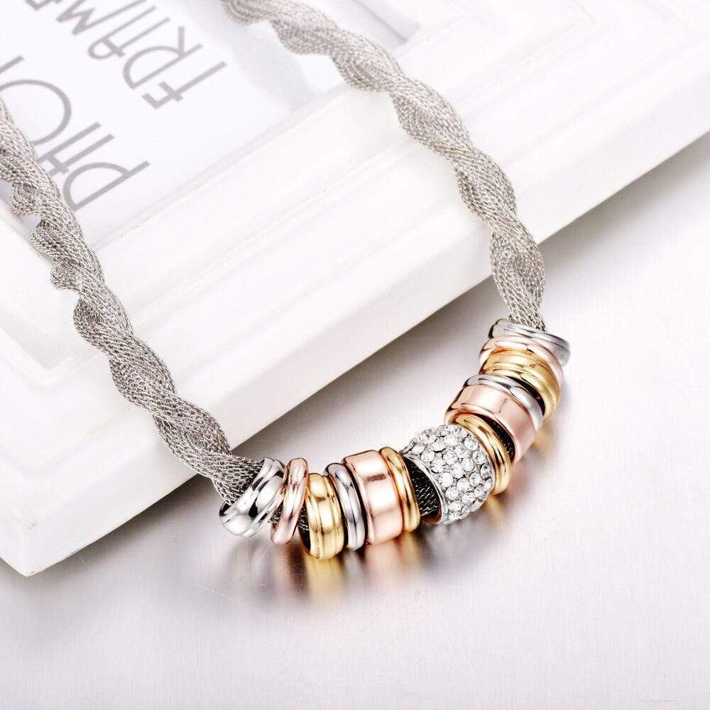 Elegant women's braided jewelry necklace, making a sophisticated fashion statement.