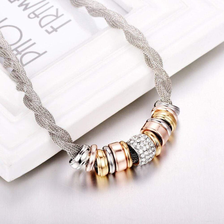 Elegant women's braided jewelry necklace, making a sophisticated fashion statement.