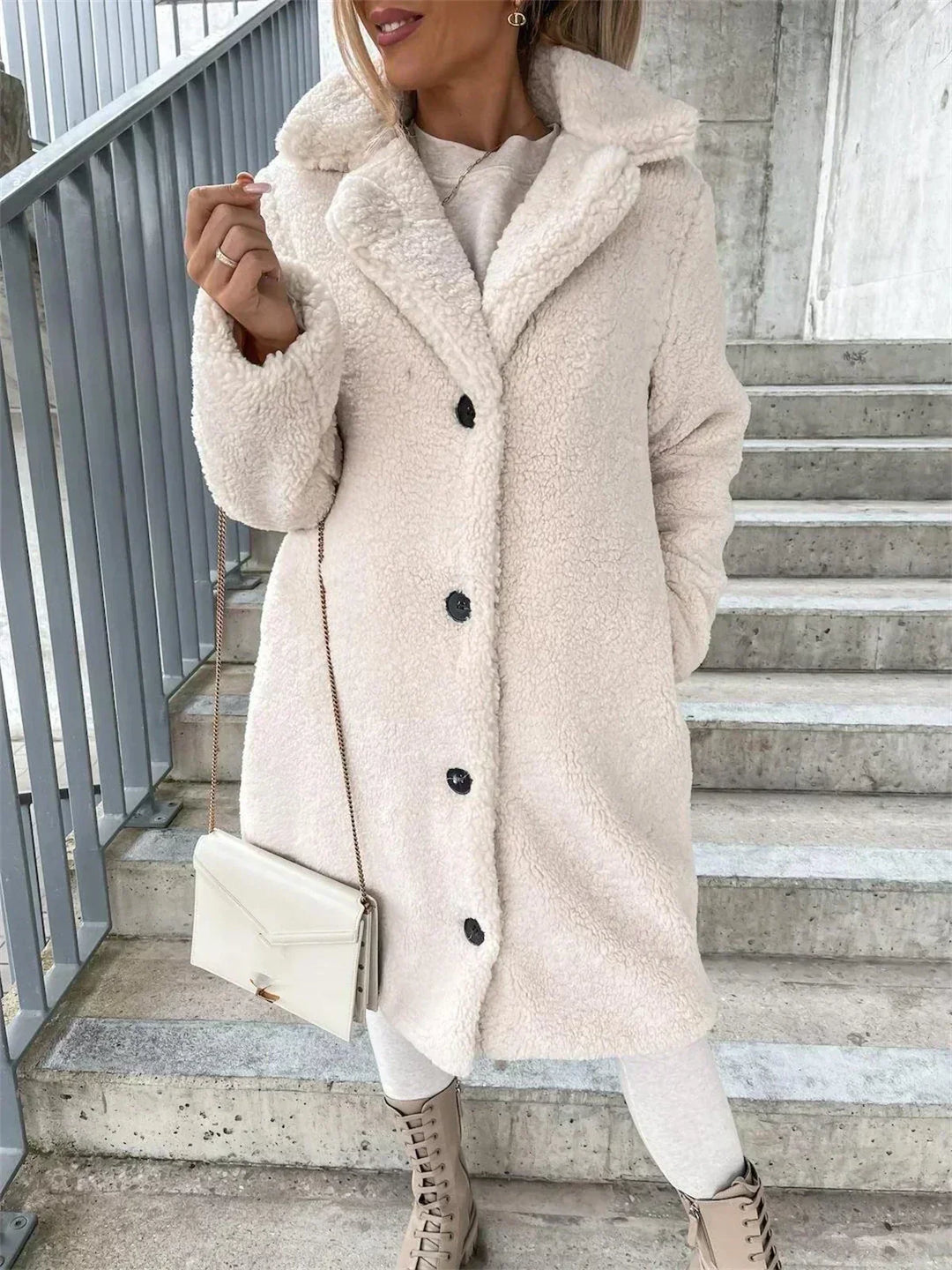 Chic women's casual long coat, perfect versatile outerwear for fall and winter style.