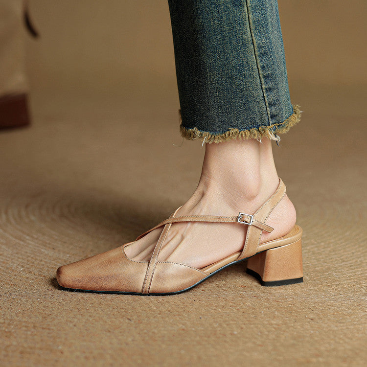 Versatile women's block heels. Elegant closed toe design, suitable for formal, casual, & office outfits.