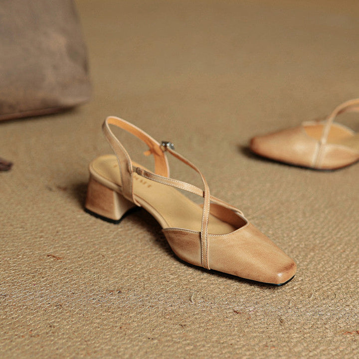 Smart women's dress shoes: closed toe block heels with a non-slip sole for secure walking.