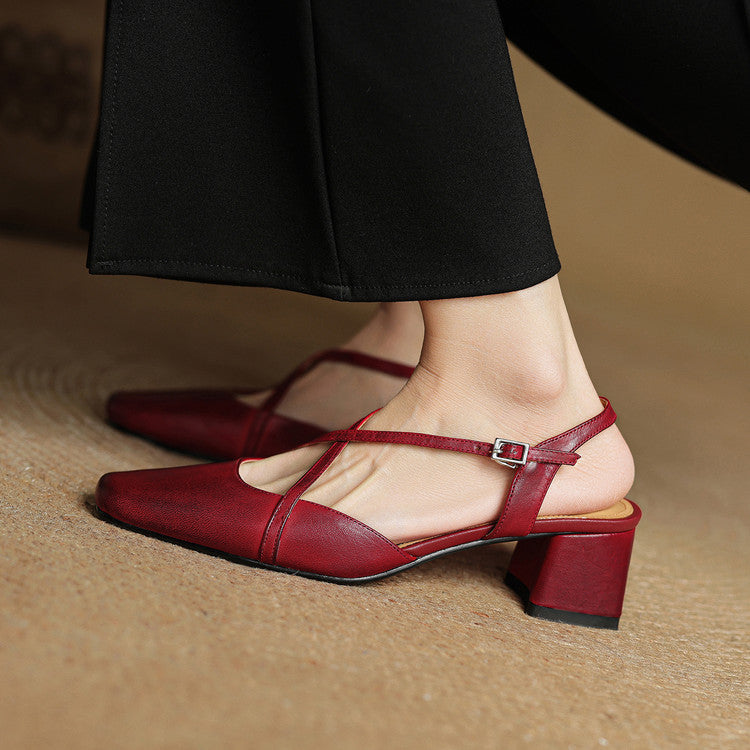 Stylish women's pumps with a sturdy block heel and elegant closed toe design for daily wear.