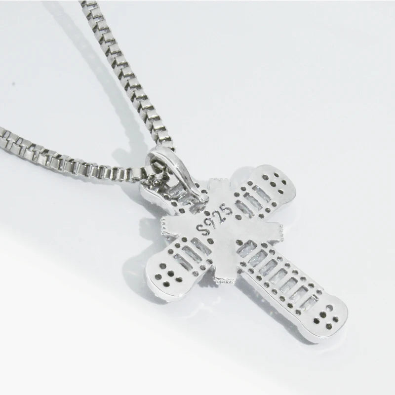 Elegant women's spiritual crystal cross charm necklace, a beautiful statement piece for any jewelry collection.