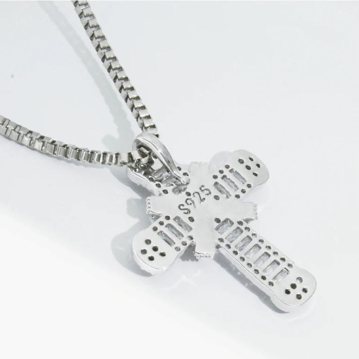 Elegant women's spiritual crystal cross charm necklace, a beautiful statement piece for any jewelry collection.