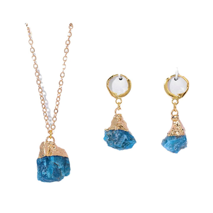 Modern women's crystal necklace & earrings set, elegant, spiritual, and a perfect gift.
