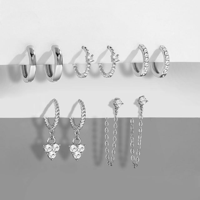 Hypoallergenic elegant dangle earrings. Sterling silver, crystal drops, women's fashion.