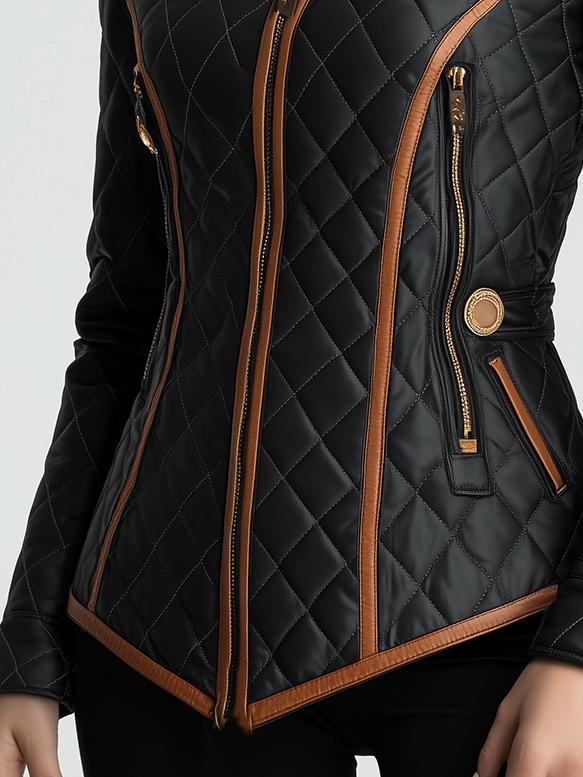 Elegant women's diamond-quilted padded jacket. A warm, tailored winter coat perfect for chic fall & everyday.