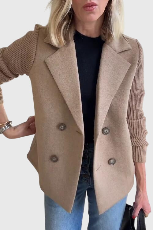 Women's elegant double-breasted blazer, a sophisticated tailored jacket perfect for professional wear.