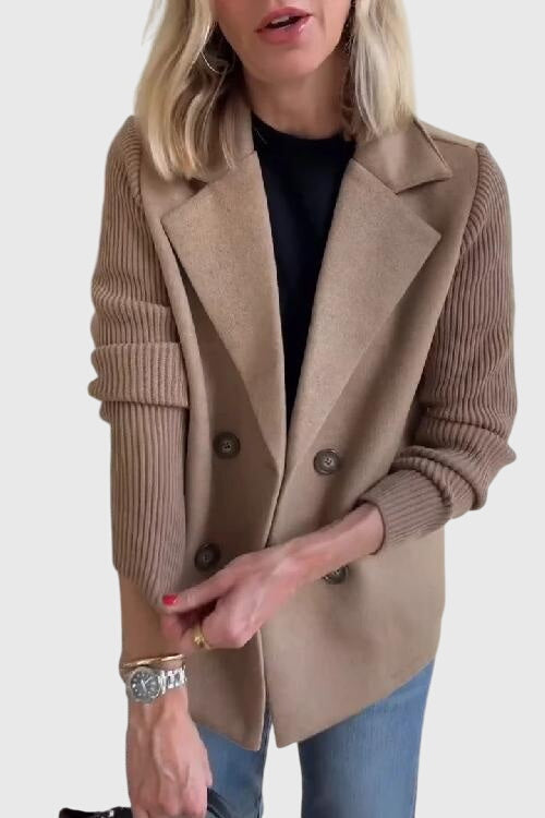 Professional women's double-breasted blazer. Elegant tailored jacket for business casual & sophisticated style.